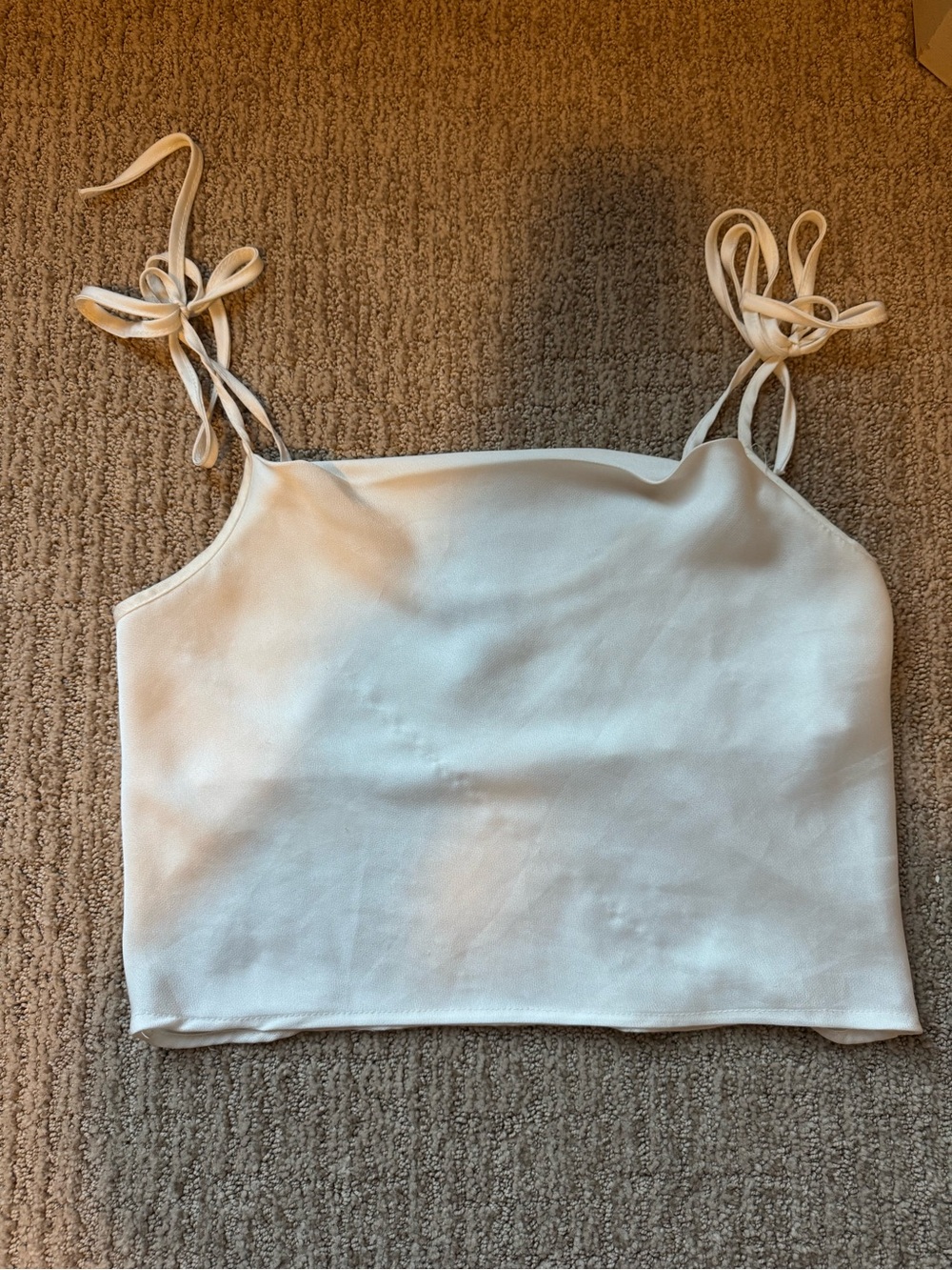 White Tie-Shoulder Crop Top - Women